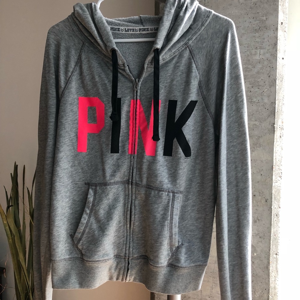 Victoria’s Secret PINK Zip Up Grey Hoodie
